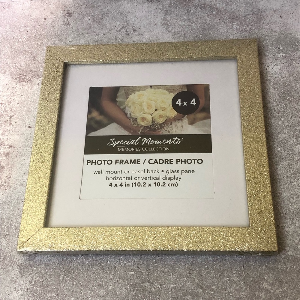 NEW Gold Glitter 4x4 Photo Frame – Special Moments Memories Collection